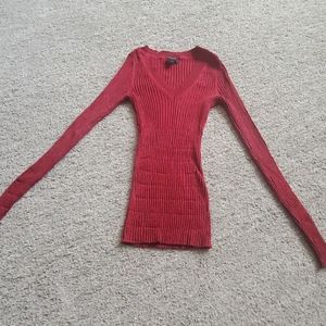 Express S red, glitter v-neck stretchy sweater!